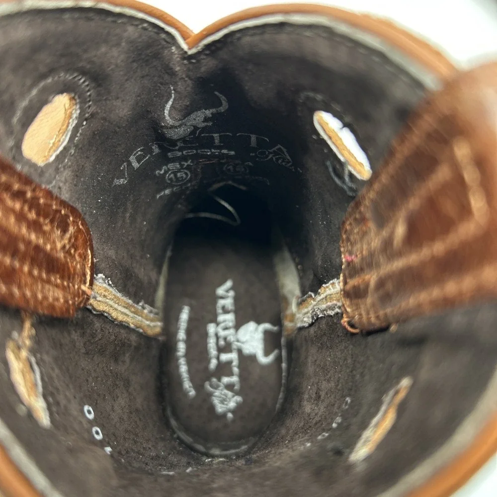 Veretta Boots Kids‎ Size 15 Western Leather Brown Embroidered Cowboy Kidcore